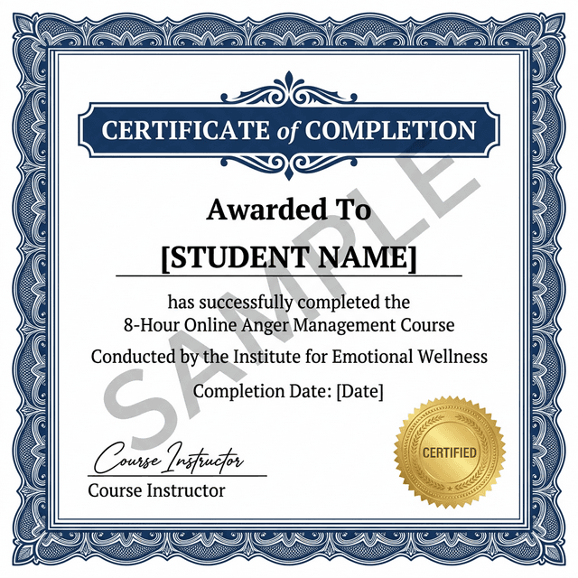 Sample Drug & Alcohol Awareness Certificate of Completion